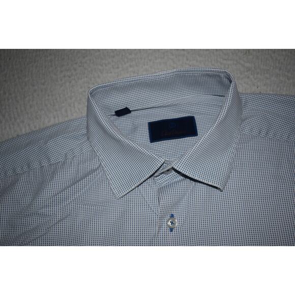 David Donahue Dress Shirt Mens Size XL Blue Geometric Cotton Button Down - Picture 1 of 7